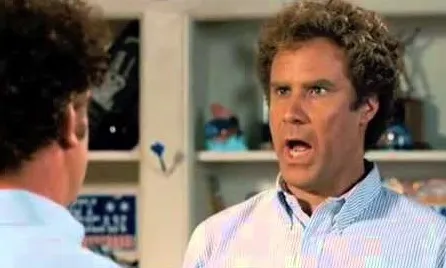 Will Ferrell and John C. Reilly sitting together, grinning at each other